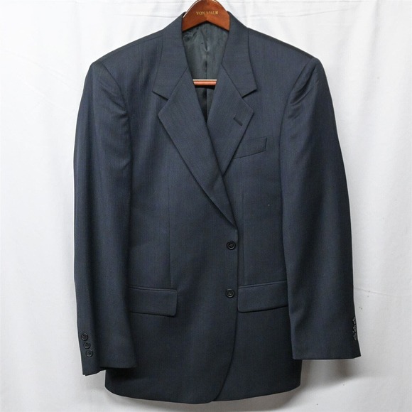 Tallia 40R Blue‎ Herringbone Wool 2 Button Blazer Sport Coat Jacket - Picture 1 of 10